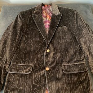 Robert Graham dark brown wood grain velvet blazer 40R